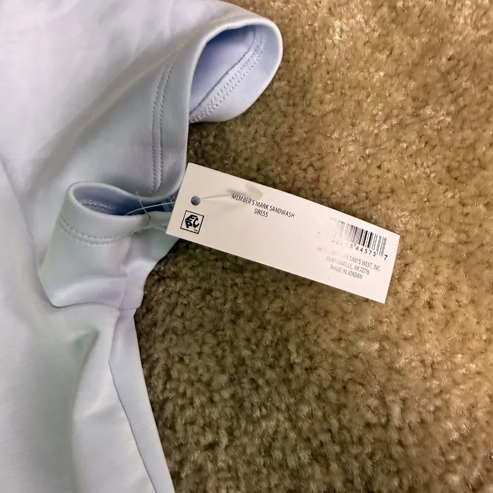 Members Mark Womens Sandwash Short Sleeve Mini Dress Light Blue Size L E992 - Picture 5 of 10